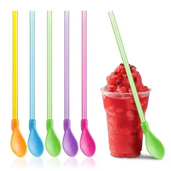  8 Adet Renkli Plastik Kaşık Payet Ayrılabilir Kar Koni Kaşık Uzun El Karıştırma Kaşığı Yeniden Kullanılabilir Dondurma Milkshake Payet