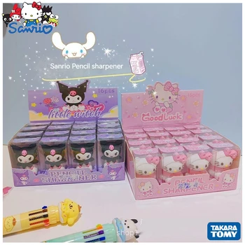  16 adet Sanrio Hello Kitty Kuromi Silikon Mini Manuel Kalemtıraş Sevimli Karikatür Tek Delik Öğrenci Okul Malzemeleri Ödül