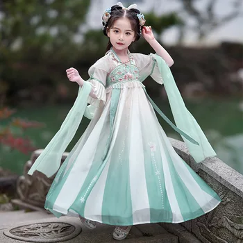  2023 Yaz Yeni Peri Hanfu Çocuklar İçin Kız Çocuk Kostüm Tang Takım Elbise Çince Geleneksel Elbise Prenses Giyim Hanfu Elbise