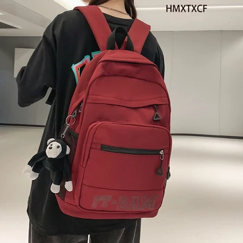  Serin Kadın Erkek Öğrenci Kitap Çantası Naylon Kız Erkek Seyahat okul çantası Erkek Bayan Dizüstü Kolej Kadın Sırt Çantası Moda