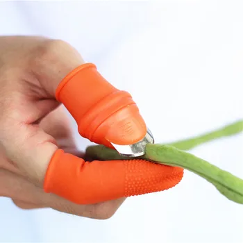  Silikon Başparmak Bıçak Parmak Koruyucu Sebze Hasat Bıçağı Düz Bıçak Makas Kesme Halkaları bahçe eldiveni