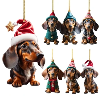  Komik Köpek Noel Ağacı Süsler Noel Çorap Asılı Kolye Dachshund Süsler Tatil Dekorasyon için Damla nakliye