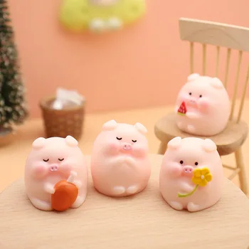  Sevimli Karikatür Pembe Domuz Heykelcik Miniaturas Süs Reçine Piggy Heykeli Koleksiyonu Oyuncak Peri Bahçe Mini Minyatür Odası Dekor