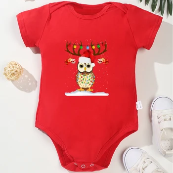  Yenidoğan Kız Erkek Bebek Bodysuit Sonbahar Trendi Toddler Tulum Bebek Giysileri Kırmızı Rahat Kısa Kollu Romper noel hediyesi