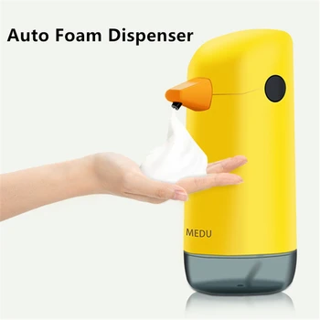  Sarı Ördek Otomatik köpük dağıtıcı Çocuklar için Banyo Akıllı Sensör Köpük El Yıkama Yaratıcı Fotoselli köpük sabun sabunluğu