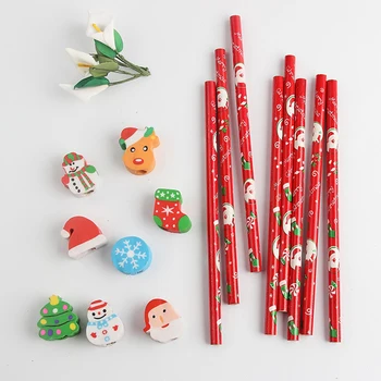  1 Adet Noel HB silgi İle Kalem Combo Kırtasiye Seti Yaratıcı Karikatür Çocuk Noel Okul Malzemeleri noel hediyesi