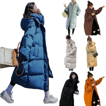  Kadın Kalınlaşmış Uzun Aşağı Kış uzun kaban Uzun Kapşonlu Kirpi Ceketler Dropship
