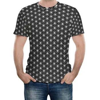  Kutsal Geometri T-Shirt Çiçek Hip Hop T Shirt Adam Streetwear Tshirt Plaj Kısa Kollu Baskı Elbise Artı Boyutu 5XL 6XL
