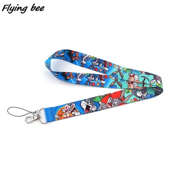  Flyingbee Tavşan Anahtarlık Etiketleri Askısı Boyun Boyunluklar Tuşları KİMLİK Kartı Geçiş Spor Cep Telefonu USB Rozeti Tutucu DIY Asmak Halat X1398