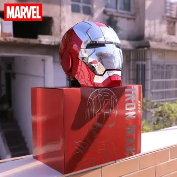  Sıcak Marvel Demir Adam Autokıng 1/1 Mk5 Kask Uzaktan Ve Ses Kontrolü Demir Adam Otomatik Kask Maskesi İle led ışık Erkek Hediye