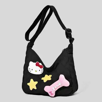  Sanrio Naylon Kanvas omuzdan askili çanta Hello Kitty 2023 Yeni Karikatür Orijinal Banliyö Çanta Sevimli Öğrenci Tote Çanta Çanta Kızlar için