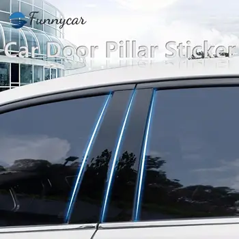  6 Adet Araba Kapı Pencere Sütun BC Pillar Sonrası Trim Ayna Etkisi PC Sticker BMW 5 Serisi İçin F10 Sedan 2011-2017