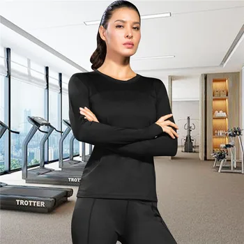  Yeni uzun kollu giyim T-shirt Kadın Yoga Spor Sıkıştırma Tayt Spor Spor Hızlı Kuru Koşu Üstleri Vücut Şekillendirici Tee