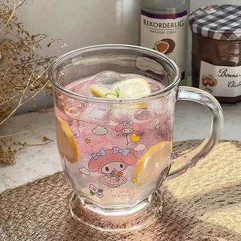  Anime Sanrio Cam Kupalar Cinnamoroll Aksesuarları Sevimli Kawaii Suyu Kupalar Ev İçme Suyu Kahve Süt Kupa Oyuncaklar Kızlar için