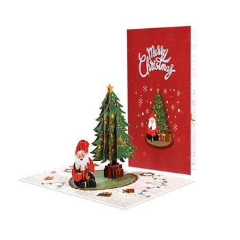  Noel 3D Pop-Up Tebrik Kartları posta kartı Katlanır Mesaj Kartı Noel Ağacı Davetiyeleri Parti Dekorasyon Festivali Nimet Kartı