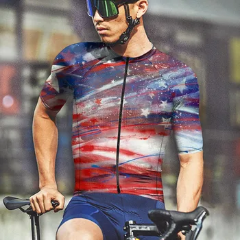  Yaz Erkek Eğlence Spor Bisiklet Giyim Moda 3D Bağımsızlık Günü Kısa Kollu Yuvarlak Boyun Erkekler streetwear Erkek Giysileri