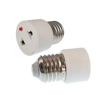  E27 E26 vidalı lamba Soketi Çıkış AB ABD Plug 2 Prong Adaptörü Duy Adaptörü Göstergesi ile PBT Alev Geciktirici Malzeme