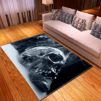 Iskandinav 3D Kafatası Halı Cadılar Bayramı Yatak Odası Parti Alanı Kat Mat çocuk Oyun Flanel Mat Yumuşak Büyük Bellek Köpük oturma odası halısı