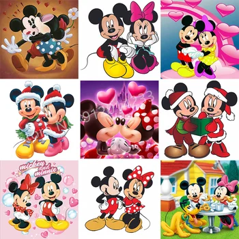  5D Dıy Karikatür Disney Elmas Boyama Mickey Mouse Minnie Tam Matkap Elmas Nakış Mozaik El Sanatları Taklidi Resimleri