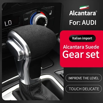  Audi için A4 A4L A5 A6L A7 Q5 Q7 S6 S7 Alcantara Süet Vites Kapağı Araba İç Kafa Vites Topuzu Çerçeve Trim Koruma Çantası
