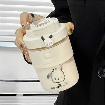  Kawaii Sanrio Pochacco Anime Tiki Tarzı Anti-Fall Yüksek Sıcaklık Dayanımı Su Bardağı Basit Niş Damlatmaz Plastik Kahve Fincanı