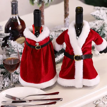  Yaratıcı Noel Yeni Yıl şarap şişesi seti Altın Kadife Elbise şarap şişesi kapağı şarap şişesi çantası Kol Noel Yemeği masa süsü
