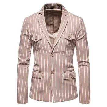  Sonbahar Yeni Büyük Takım Elbise Ceket Avrupa ve Amerikan Çizgili İki Düğme İngiliz Üst