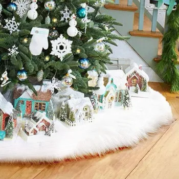  78/90/120cm Beyaz Yılbaşı Ağacı Etek Peluş Taklit Kürk 2023 Noel Ağacı Halı Dekorasyon Süs Yeni Yıl Navidad Ev Dekor