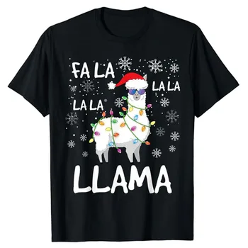  Fa La La Llama Kadın Erkek Çocuklar Komik Llama Noel T-Shirt Hediye Güzel Noel Aile Eşleştirme Kostüm Sevimli Söyleyerek Tee Grafik Üst