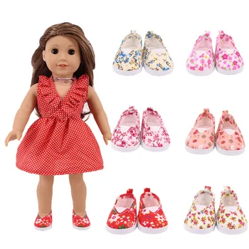 Elastik Bant Baskılı Ayakkabı Fit 18 İnç Amerikan Ve 43cm Reborns Bebek oyuncak bebek giysileri Aksesuarları Bizim Nesil Hediye Kız İçin