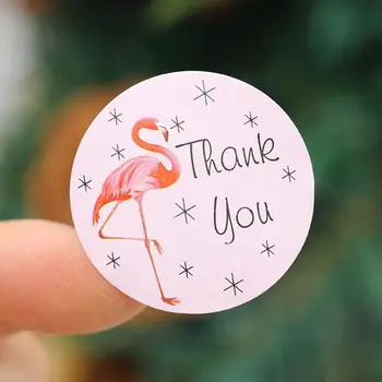  Flamingo Daire Yuvarlak Teşekkür Ederim El Yapımı Kek Dolgu Macunu Ambalaj Aracı Etiket Kraft Kağıt Etiket Pişirme DIY Hediye 120 adet / grup