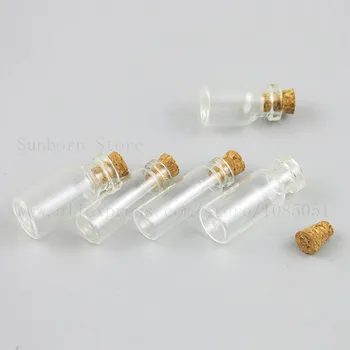  1000 adet / grup 2ml 3ml Küçük Şeffaf Şeffaf Cam mantarlı şişe Tıpa Boş Düğün İsteyen Cam Şişe Kavanoz Konteyner