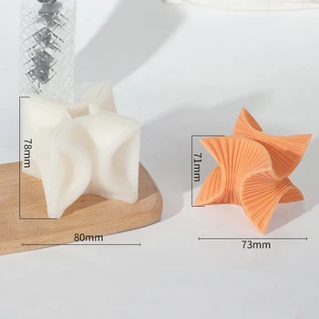  Düzensiz 3D Spiral Silikon Mum Kalıp Kare Geometrik Burgu Soyut Bükülmüş Kalıp Sabun Mum DIY Süs