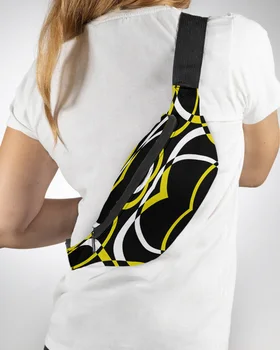  Geometrik Soyut Modern Sanat Sarı Erkek Kadın Bel Çantası fanny Paketi Çanta Telefonu bel çantası Cüzdan Kılıfı Su Geçirmez Muz Kalça Çanta