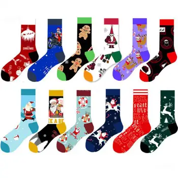  Yaratıcı Noel Çorap Renkli Eğlenceli Çorap Çocuk Sevimli Çorap noel hediyesi Elk Kardan Adam Santa Baskılı Çorap Erkekler Kadınlar için