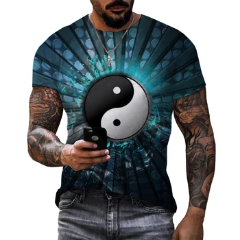  2023 Taiji Kung Fu Diagrama Yin Yang Bagua 3D Baskılı Erkek T-shirt Unisex 2022 Moda Rahat Büyük Boy Tees T Shirt