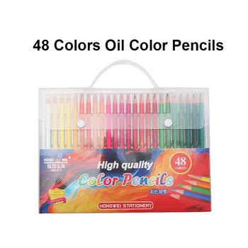  Renkli Kalemler 48 Renkler Profesyonel Yağ renkli kalemler Çizim Eskiz Öğrenci Hediyeler Okul Sanat Malzemeleri
