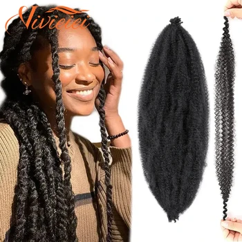  24 İnç Önceden Ayrılmış Streç Afro Büküm Saç Bahar Katlanmış Sıkıntılı Yumuşak Saç Uzun Marley Örgü Sentetik Saç Kadınlar İçin