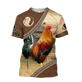  Yaz erkek T Shirt Horoz Grafik Üstleri 3D Baskılı Moda Kısa Kollu Büyük Boy Tee Unisex Hayvan Streetwear Meksika T shirt