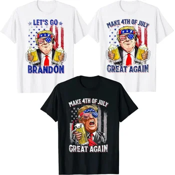  Gidelim Brandon Bira Gömlek Yapmak 4th Temmuz Büyük Tekrar Trump Erkekler İçme Bira Mutlu Amerikan Günü Abd Bayrağı T-Shirt Hediyeler
