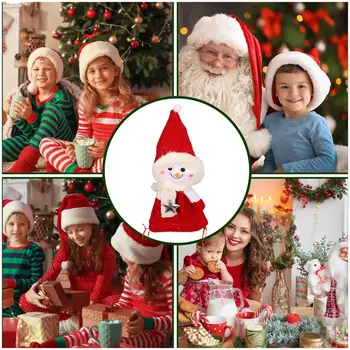  Noel hediyesi Çanta Çocuk İçin Noel Çanta İpli İle Noel Şeker Çanta Masa Dekorasyon Noel Kardan Adam Bebek için Parti