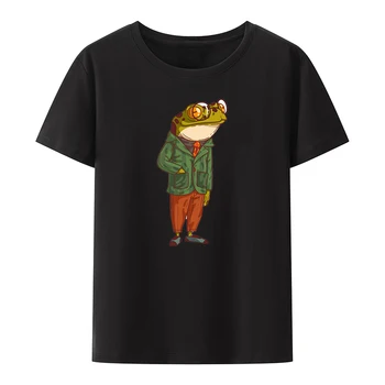  Eğlenceli Kurbağa Pamuklu T-shirt Baskı Roupas Masculinas Sokak Moda Mizah Rahat Koszulki Streetwear Kısa kollu Eğlence Rahat