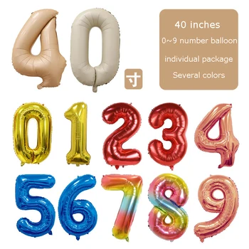  40 İnç Büyük Folyo Doğum Günü Balonları Helyum Numarası Balon 0-9 Mutlu Doğum Günü Düğün Parti Süslemeleri Duş Büyük Rakamlar Globos