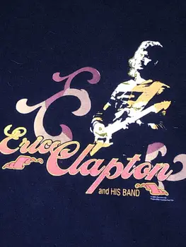  2005 Eric Clapton Ve Grubu T Shirt Tee Siyah Çamaşır Suyu Lekeleri Rock Müzik Okumak