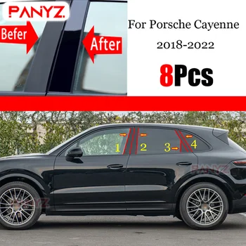  Yeni Sıcak 8 ADET Cilalı Pillar Mesajları Porsche Cayenne 2018 - 2022 İçin Fit Pencere ayar kapağı BC Sütun Etiket