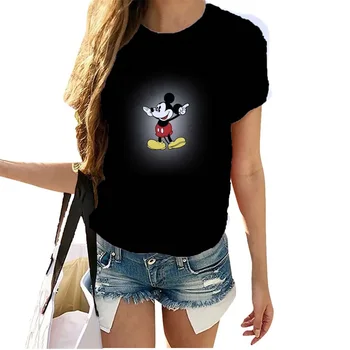  Disney Kawaii Giysileri Kadınlar için Yuvarlak Boyun Kadın Giyim gündelik giyim kadın Gömlek ve Bluzlar Bir Adet Zevity Tişört Tees