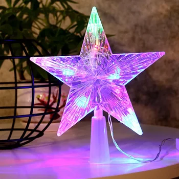  Fiş Noel Ağacı Topper Yıldız LED ışıklı Yıldız Ağacı Üst 5 Noktalı Yıldız Gece Lambası Treetop Yıldız Peri ışık noel dekoru