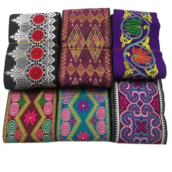  1M etnik işlemeli jakarlı şeritler Trim DIY dekorasyon el sanatları giyim dikiş kumaş için