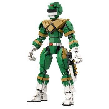  Gobricks MOC Yeşil Ranger Güç Rangers Tuğla Modeli Yeşil Robot Ranger Yeşil Morphin Dinozor Takım Yapı blok oyuncaklar Hediye