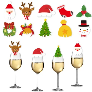  100 adet şarap bardağı Noel Kağıt Etiketleri 2023 Noel Partisi Dekorasyon Ev masa süsü 2023 Yeni Yıl Noel Baba Hediye Süsleme
